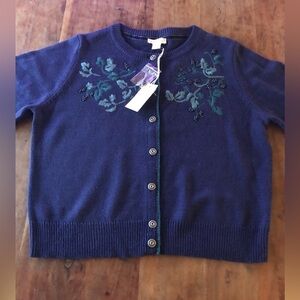 NWT Sundance Sweater Catalog Blue Embroidered Betty Cardigan